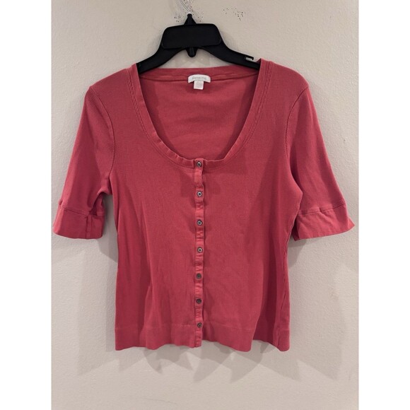 Garnet Hill Rust Essential 3/4 Sleeve Scoop Neck Tee Size Large Transitional Top - Picture 1 of 5